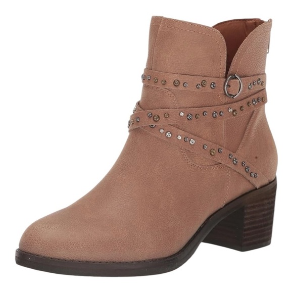 Lucky Brand Callam Studded Strap Bootie NWOB Size 6.5 / 7 Brown Heel Boot - Picture 2 of 15